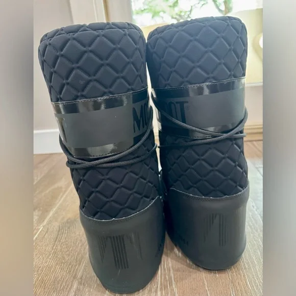 Moon Boot icon Black Quilted Boots 39/41 8-9.5 - Picture 9 of 12